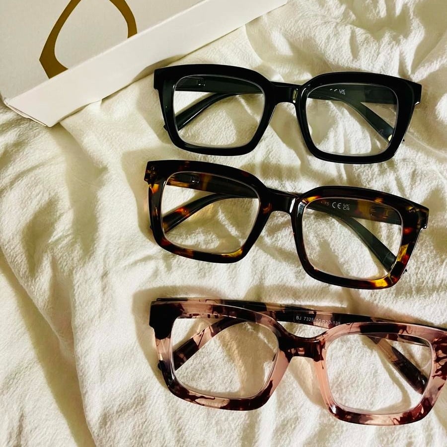 👓3er-Pack Schildpatt-Lesebrillen – Blaulichtfilternde, übergroße quadratische Lesebrillen