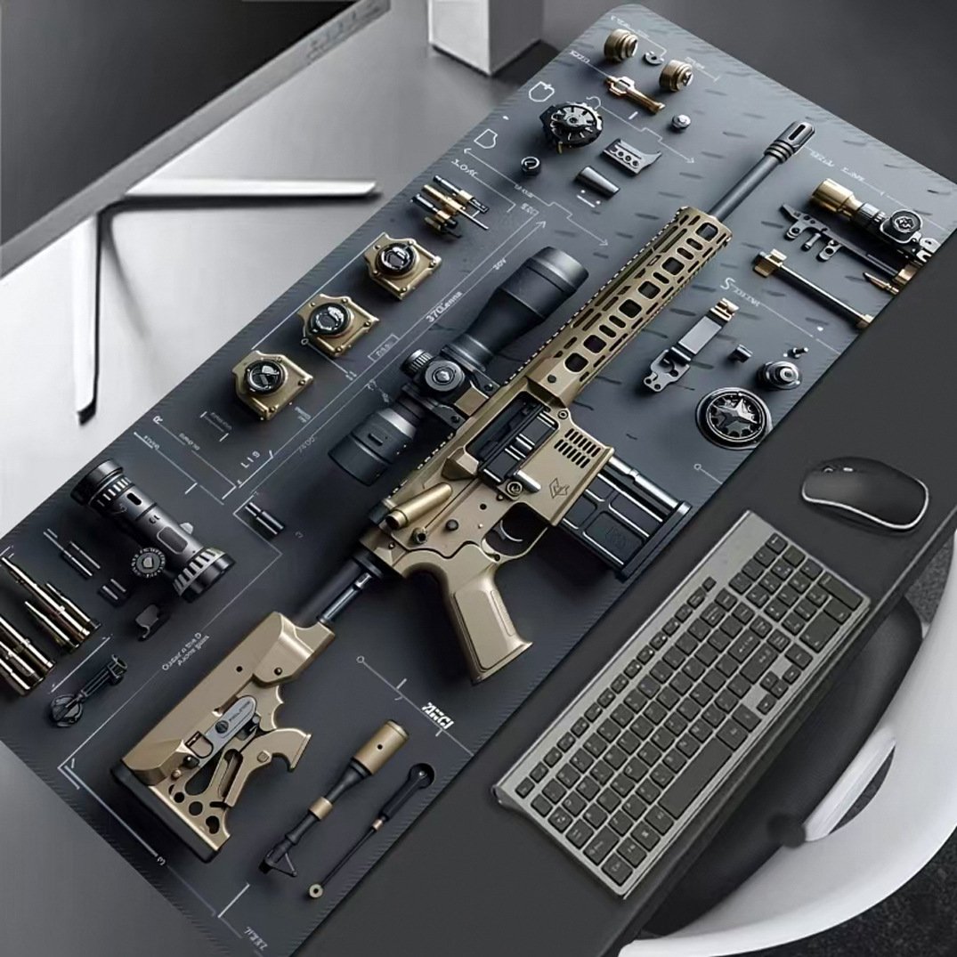 Cool Military Weapon Build Weapon Parts Display Large Gaming Mouse Pad