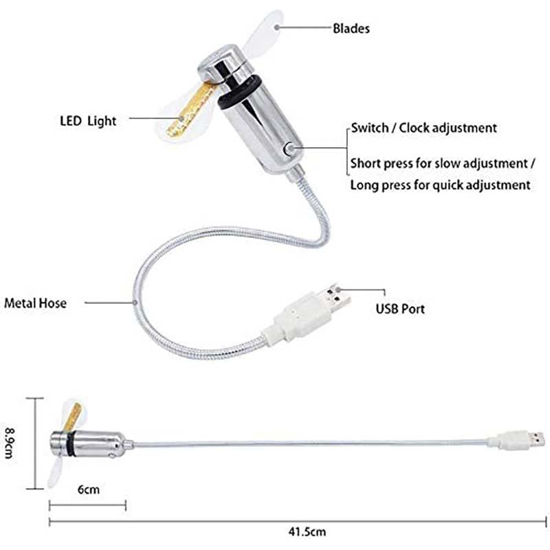🔥2026 Heiße Produkte 🔥USB-Ventilator mit LED-Uhrbeleuchtung