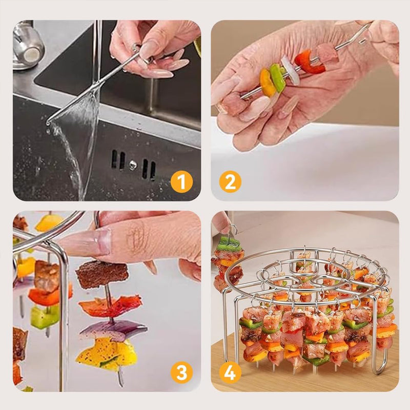 🔥 Spießhalter für Heißluftfritteusen – Vertikaler Kebab-Halter aus Edelstahl für Heißluftfritteusen, Backöfen und selbstgemachte BBQ-Snacks🍢