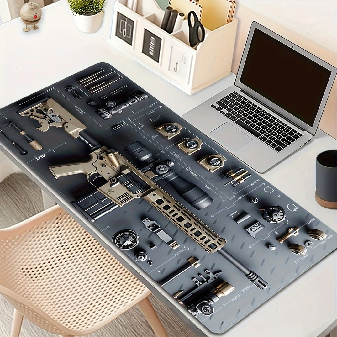 Cool Military Weapon Build Weapon Parts Display Large Gaming Mouse Pad