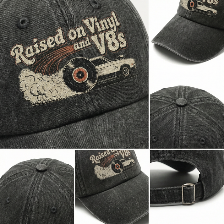 "Aufgewachsen mit Schallplatten und V8-Motoren" Die Gearhead Classic-Kappe