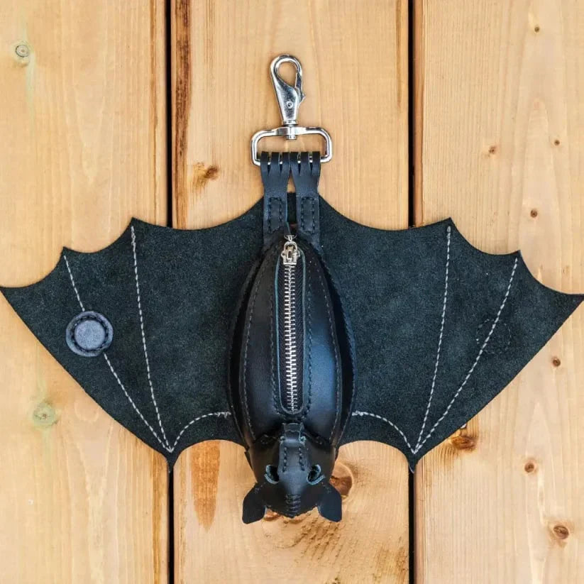 🔥 Leder-Geldbörse mit Fledermaus-Motiv