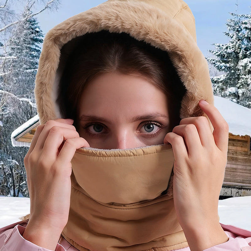 Plüschgefütterte, verdickte Thermomütze mit Gesichtsmaske für Männer und Frauen