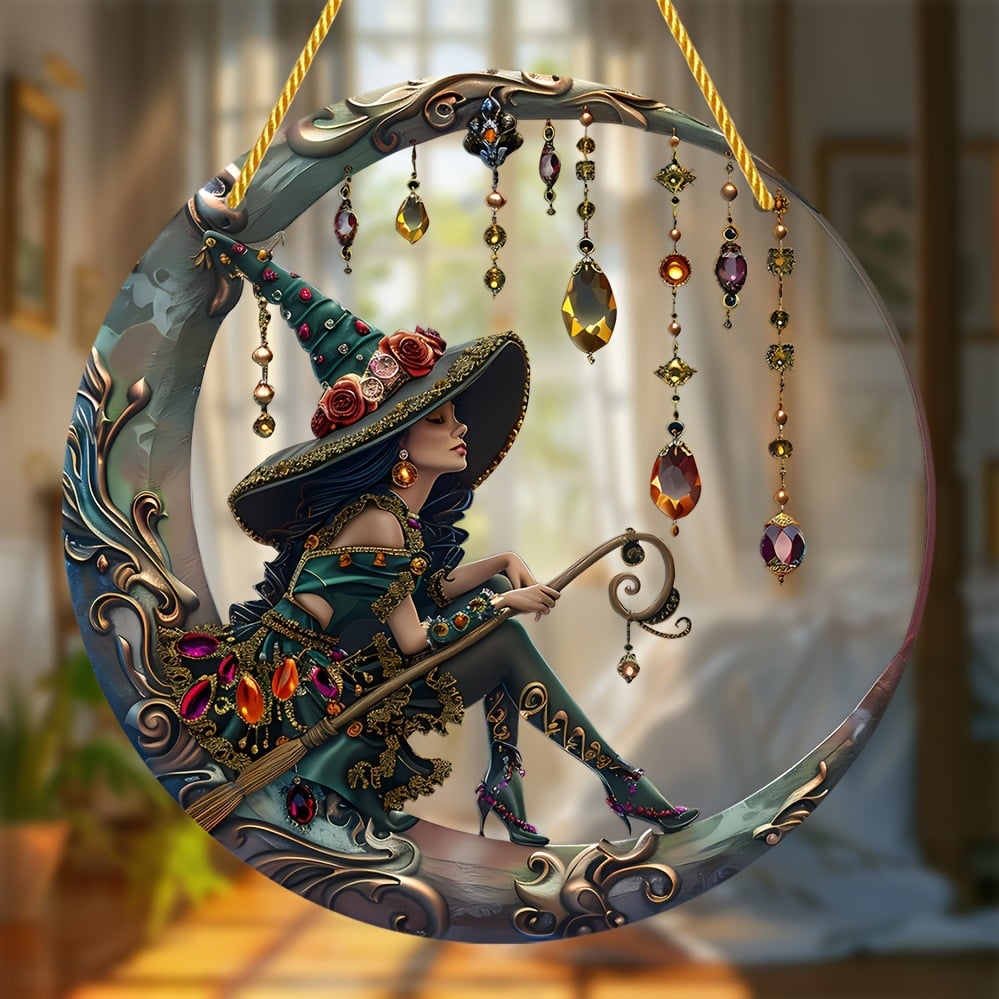 Witch Themed Door Hanging/đ§ââïžSchöne Hexe â personalisiertes Hexen-SonnenfĂ€nger-Ornament zum AufhĂ€ngen im Fenster