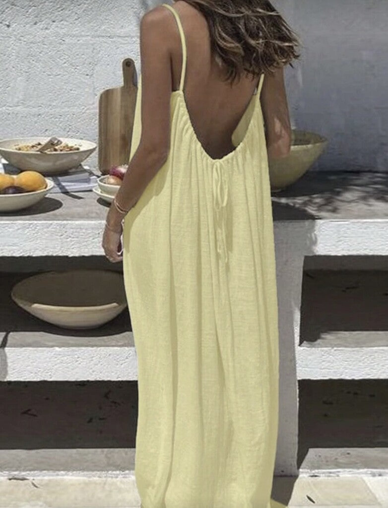 Einfarbiges rückenfreies Cami-Kleid für Damen