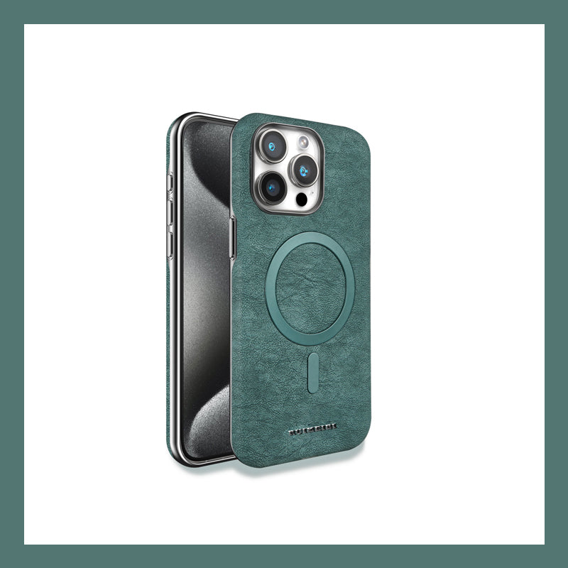 Handytasche aus echtem Leder - Magnetische Aufladung