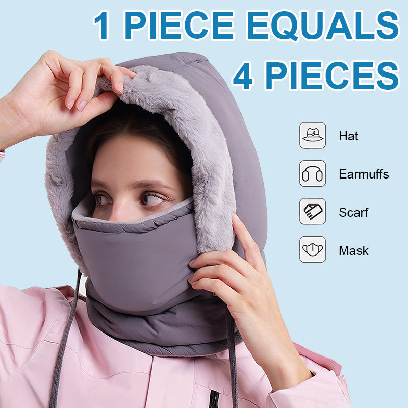 Plüschgefütterte, verdickte Thermomütze mit Gesichtsmaske für Männer und Frauen