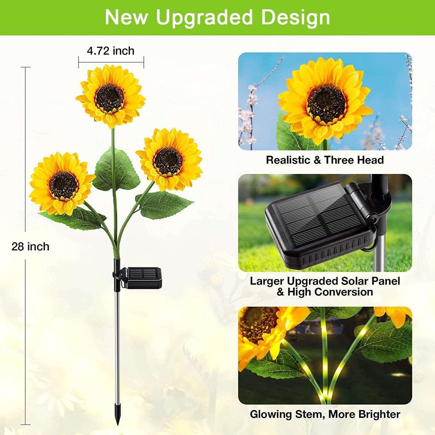 🌻 Solarbetriebene Sonnenblumen-Gartenstecklichter