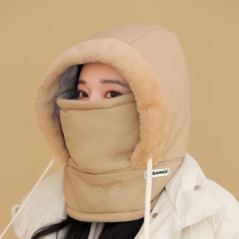 Plüschgefütterte, verdickte Thermomütze mit Gesichtsmaske für Männer und Frauen