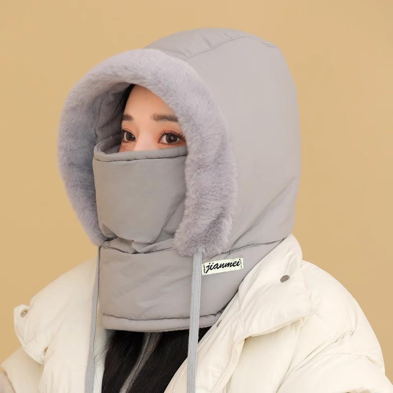 Plüschgefütterte, verdickte Thermomütze mit Gesichtsmaske für Männer und Frauen