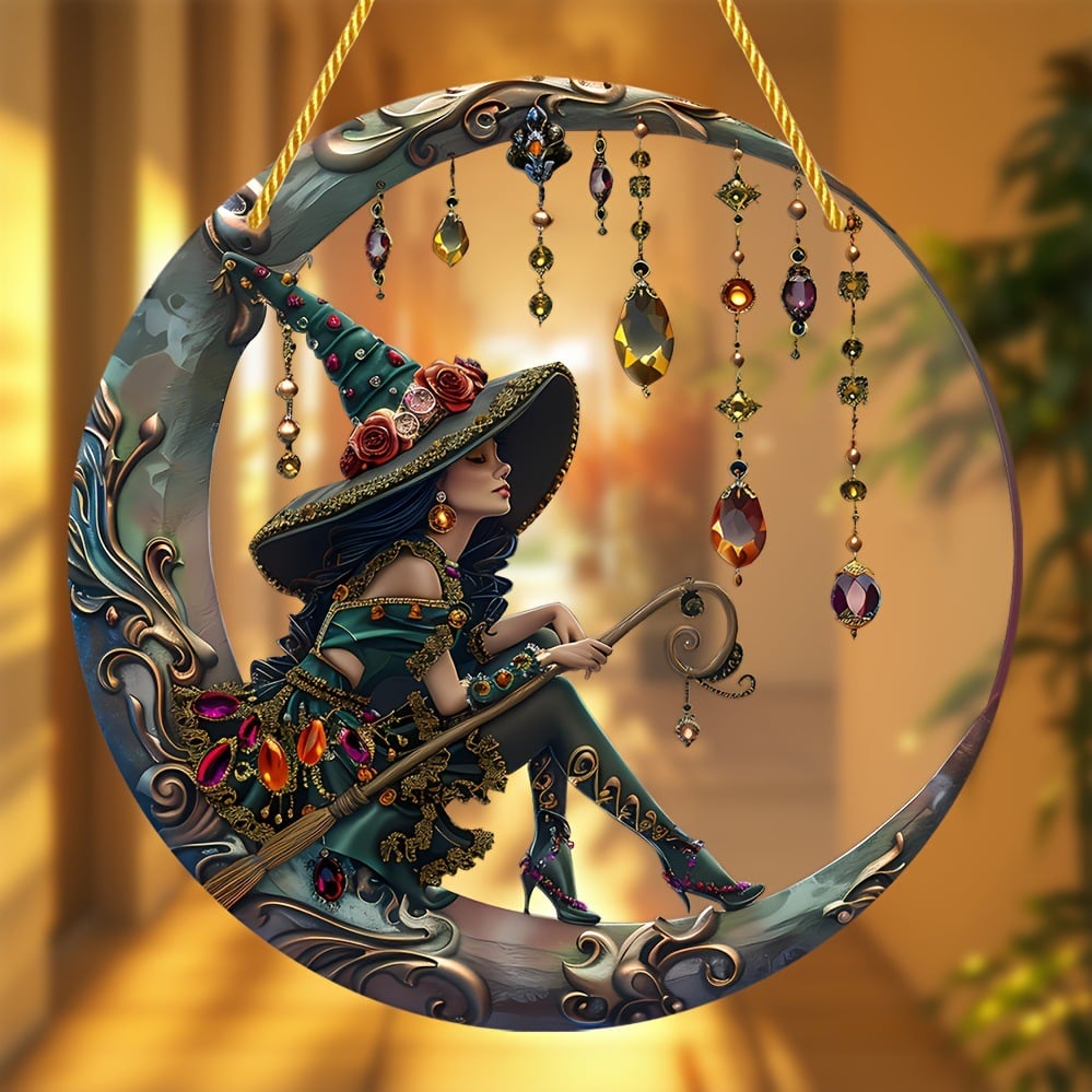 Witch Themed Door Hanging/đ§ââïžSchöne Hexe â personalisiertes Hexen-SonnenfĂ€nger-Ornament zum AufhĂ€ngen im Fenster