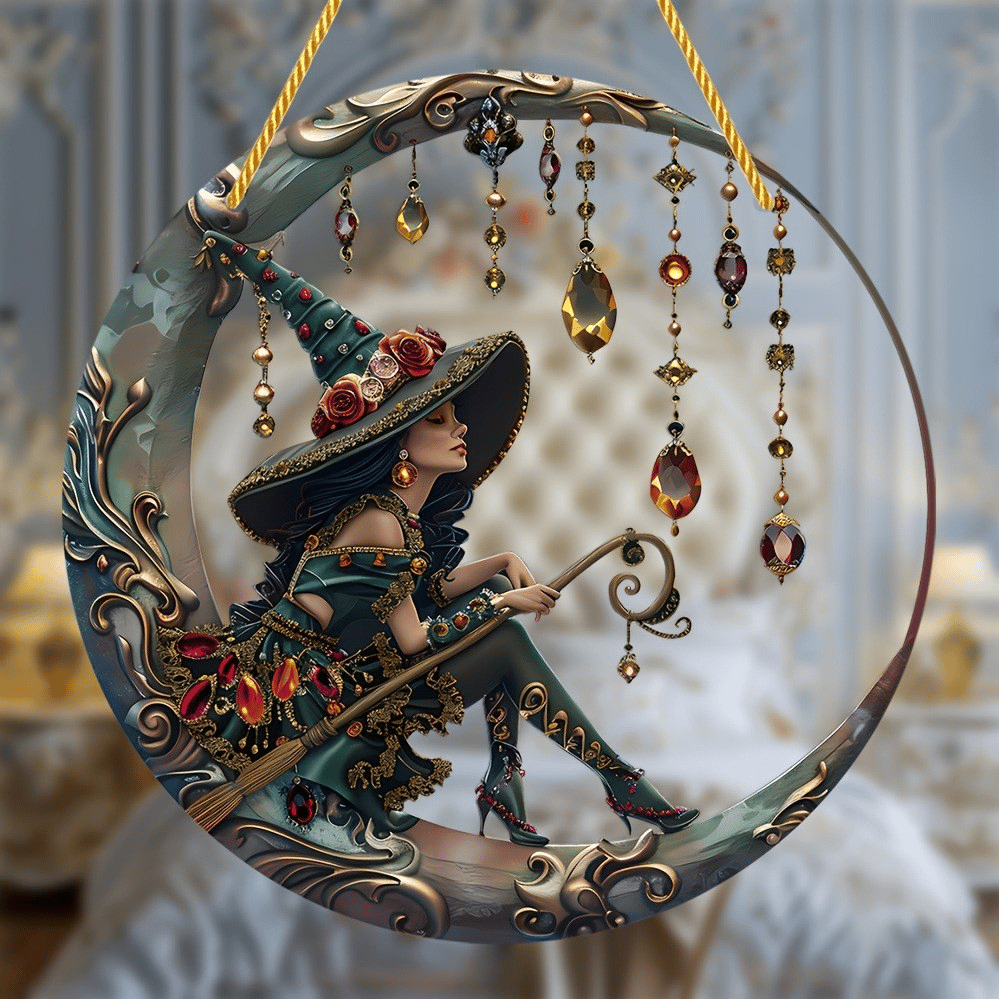 Witch Themed Door Hanging/đ§ââïžSchöne Hexe â personalisiertes Hexen-SonnenfĂ€nger-Ornament zum AufhĂ€ngen im Fenster