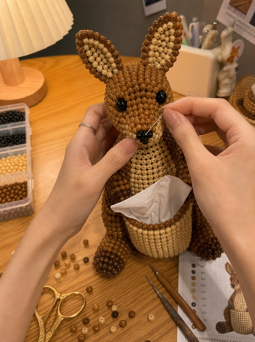 🦘 Bastelset für eine mit Perlen verzierte Tier-Taschentuchbox