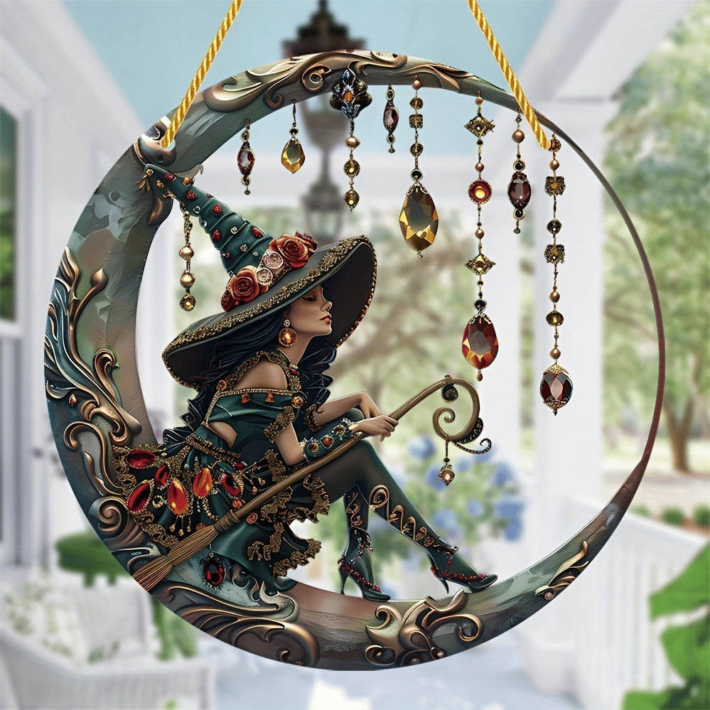 Witch Themed Door Hanging/đ§ââïžSchöne Hexe â personalisiertes Hexen-SonnenfĂ€nger-Ornament zum AufhĂ€ngen im Fenster
