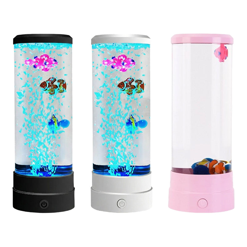 🐟 Buntes LED-Nachtlicht mit Farbwechsel, runder Zylinder in Form eines Aquariums mit Luftblasen