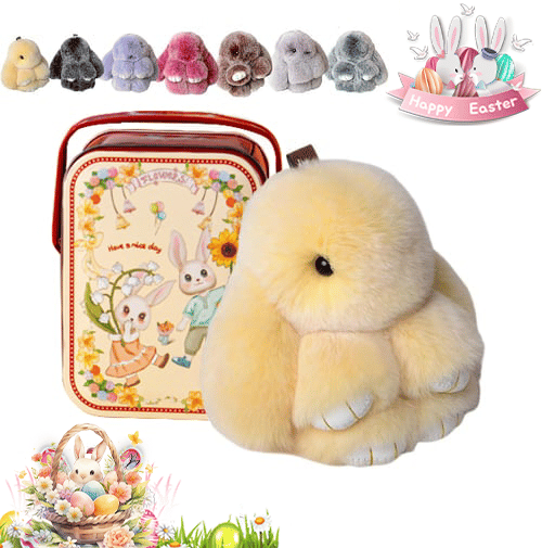 🐰Süßer Osterhasen-Plüschschlüsselanhänger – Geschenkoption in Blechdose, 🎁Süße Osterüberraschung