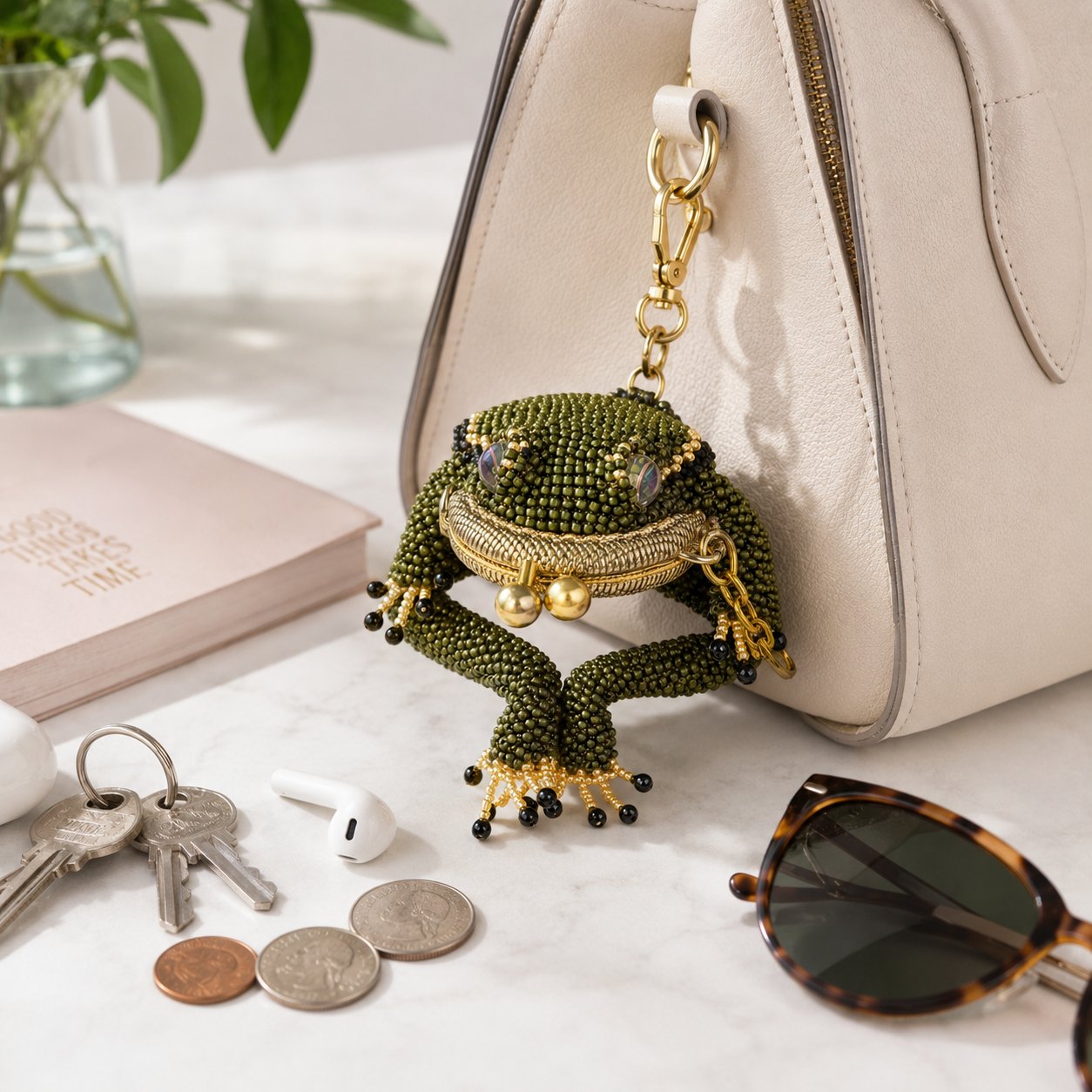 🐸Bezauberndes, handgestricktes Frosch-Geldbörschen