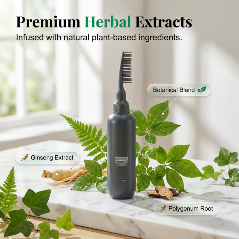 🌿 Pflanzliche Haarfarbe zum Einkämmen – Einfach anzuwenden, deckt graues Haar ab, pflegende Formel ✨
