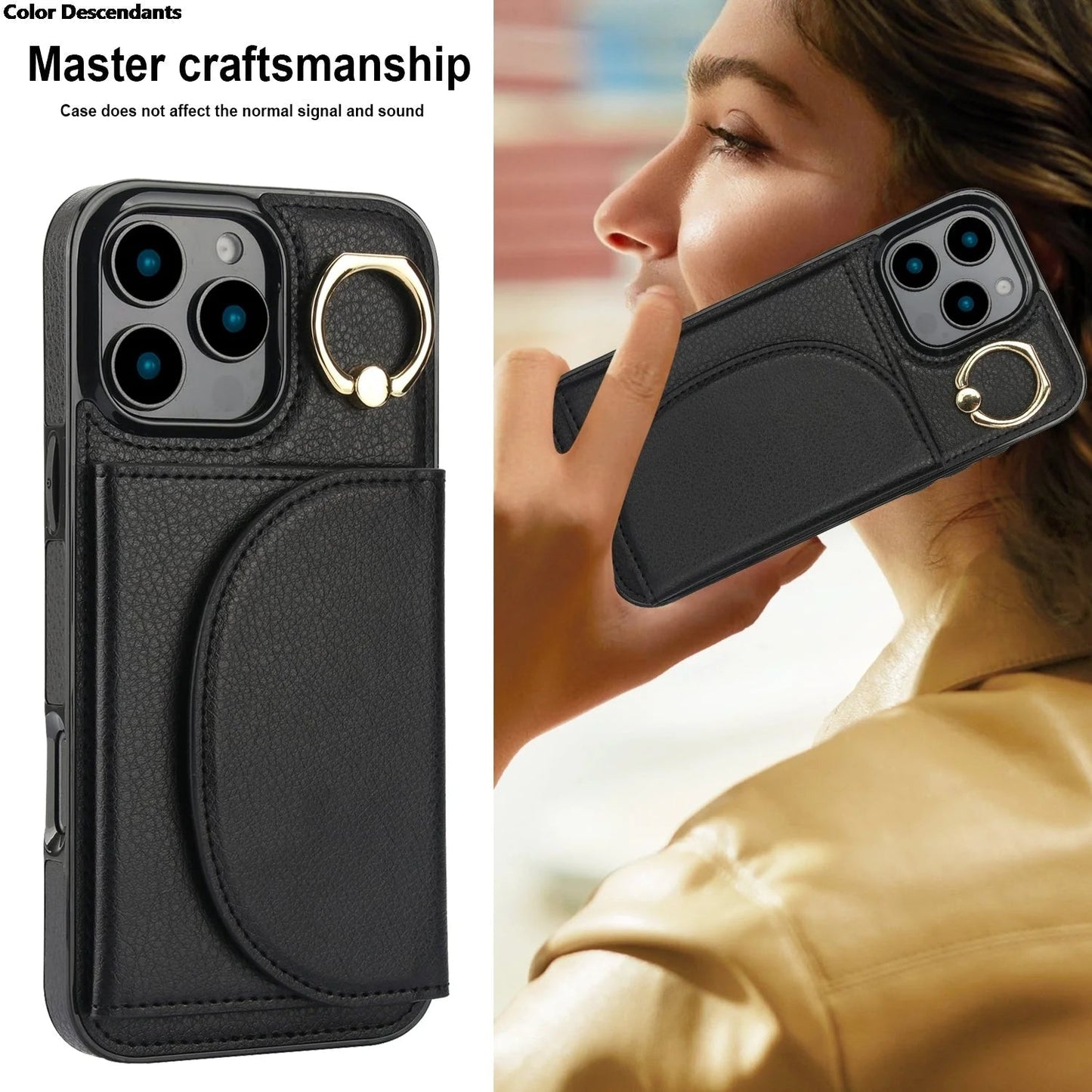 Ringhalterhülle / iPhone 17 Pro Max Ständerhülle mit Kartensteckplatz