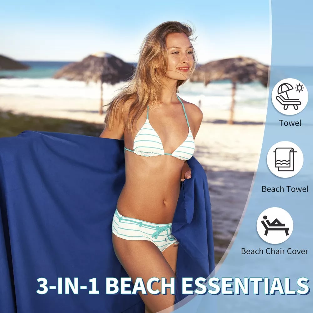 🌞🌊Sonnenliege Handtuch in Tasche mit Taschen Lagerung