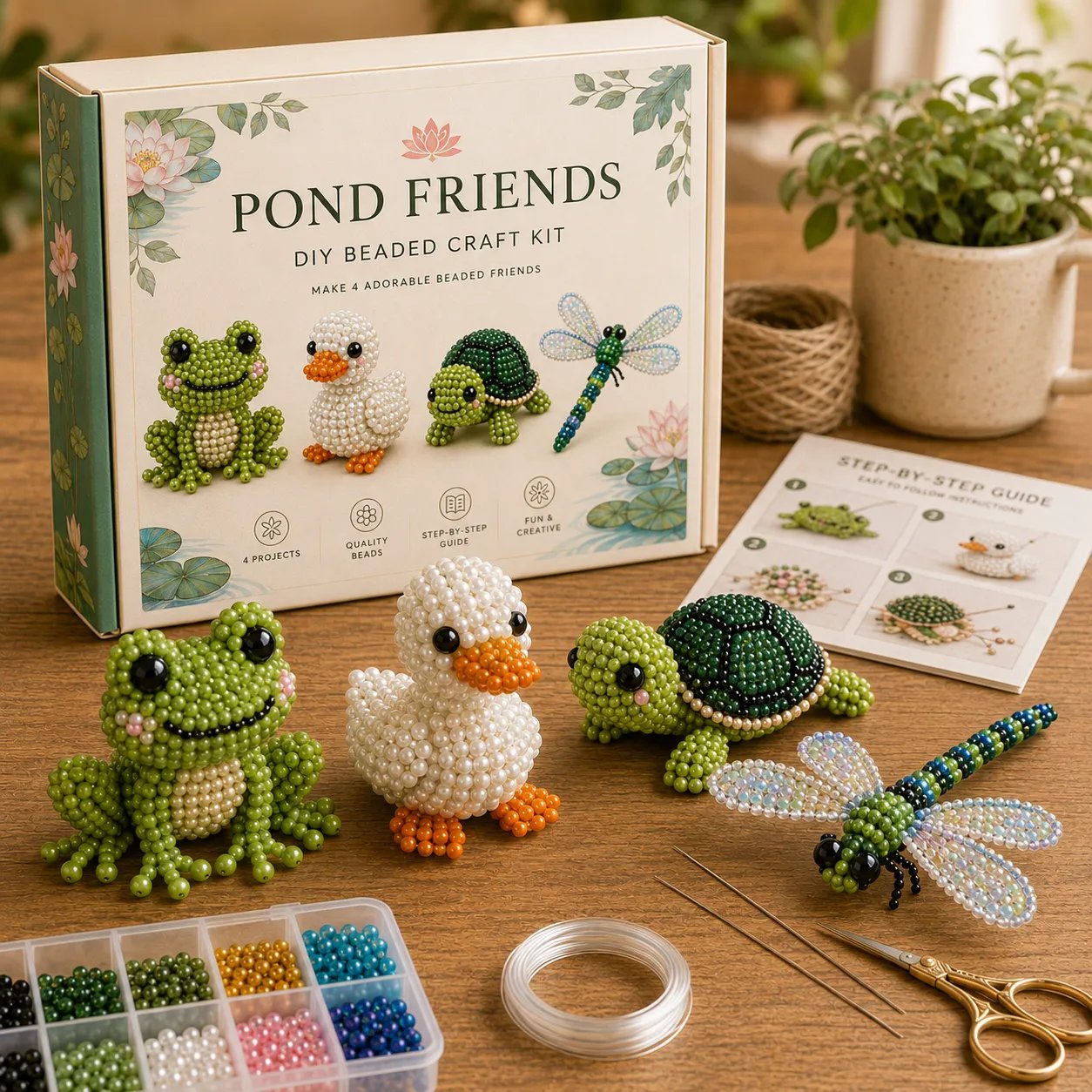 🧵✨ Bastelset für kleine 3D-Perlentiere