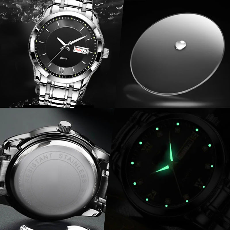 Ultradünne, Wasserdichte Herren-Quarzuhr Mit Doppelkalenderfenster