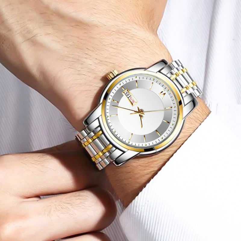 Ultradünne, Wasserdichte Herren-Quarzuhr Mit Doppelkalenderfenster