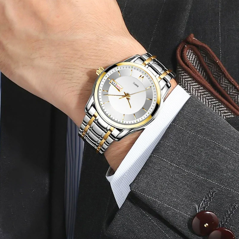 Ultradünne, Wasserdichte Herren-Quarzuhr Mit Doppelkalenderfenster