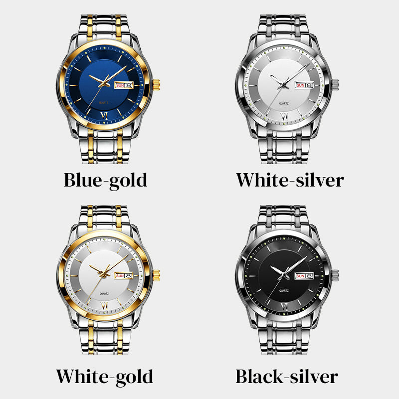 Ultradünne, Wasserdichte Herren-Quarzuhr Mit Doppelkalenderfenster