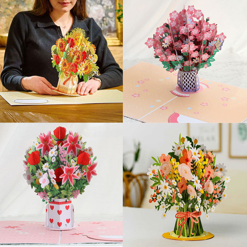 💐 Pop-up-Valentinstagskarte mit Wildblumen