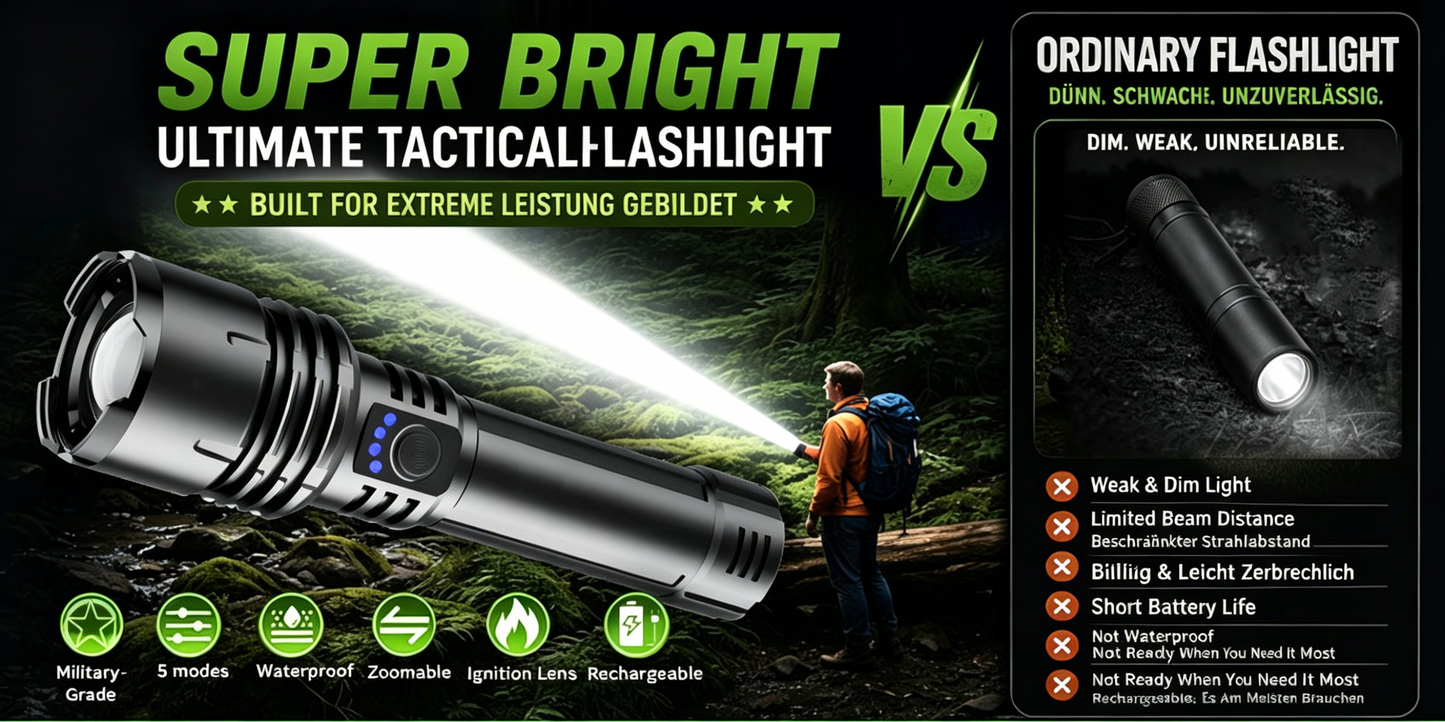 Superhelle ultimative taktische Taschenlampe