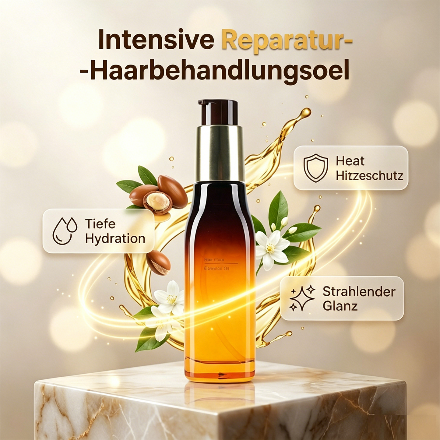Marokkanisches Haarpflegeöl für intensive Regeneration – gegen krauses Haar, für Geschmeidigkeit, zur Reparatur von durch Färben und Glätten geschädigtem Haar