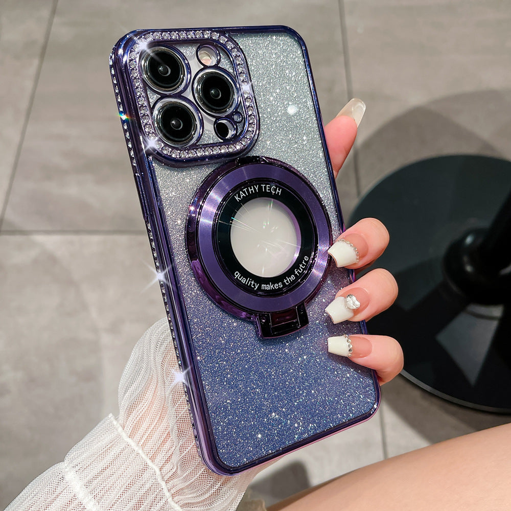 🎁2025 HOT SALE🎉💝Glitter Rhinestones Magnetic iPhone Case mit unsichtbarem Ständer
