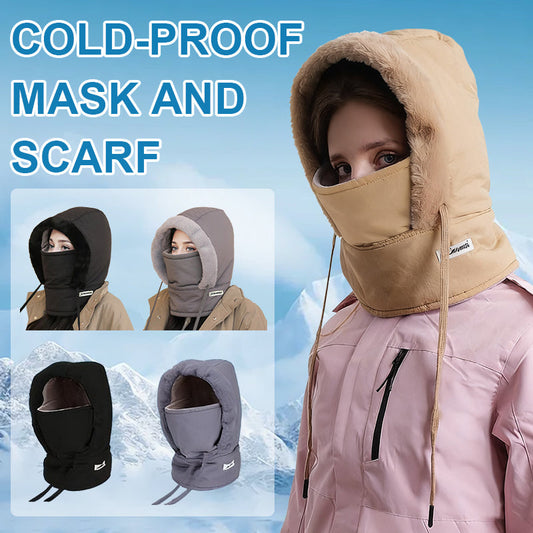 Plüschgefütterte, verdickte Thermomütze mit Gesichtsmaske für Männer und Frauen