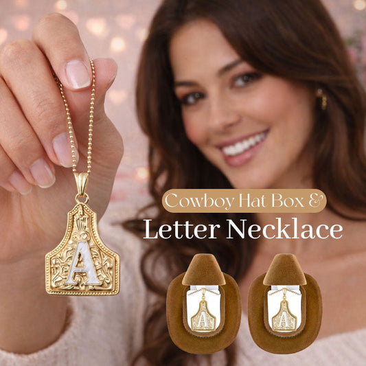 🤠Cowboyhut-Box & Buchstaben-Halskette🌵