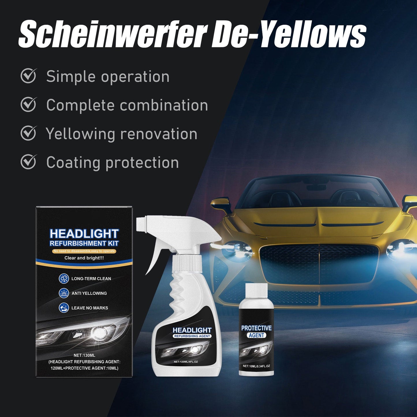 🚘 Scheinwerferaufbereiter--Beschichtungsreparaturmittel