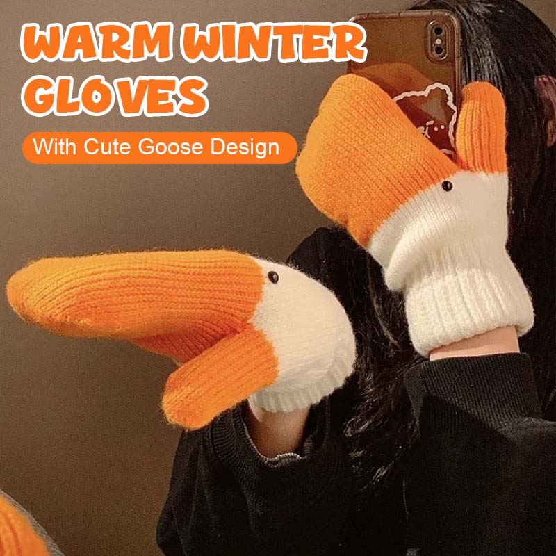 🧡🐥 Warme Winterhandschuhe mit süßem Gänse-Design ❄️✨