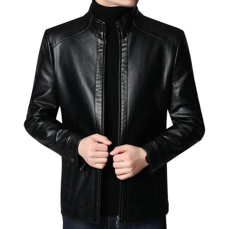 Warme Herren Lederjacke mit Plüschfutter - Geschenk für ihn!