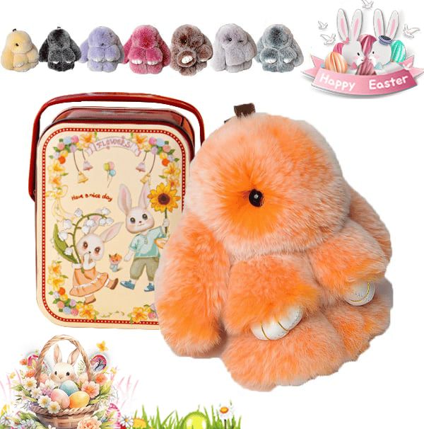 🐰Süßer Osterhasen-Plüschschlüsselanhänger – Geschenkoption in Blechdose, 🎁Süße Osterüberraschung