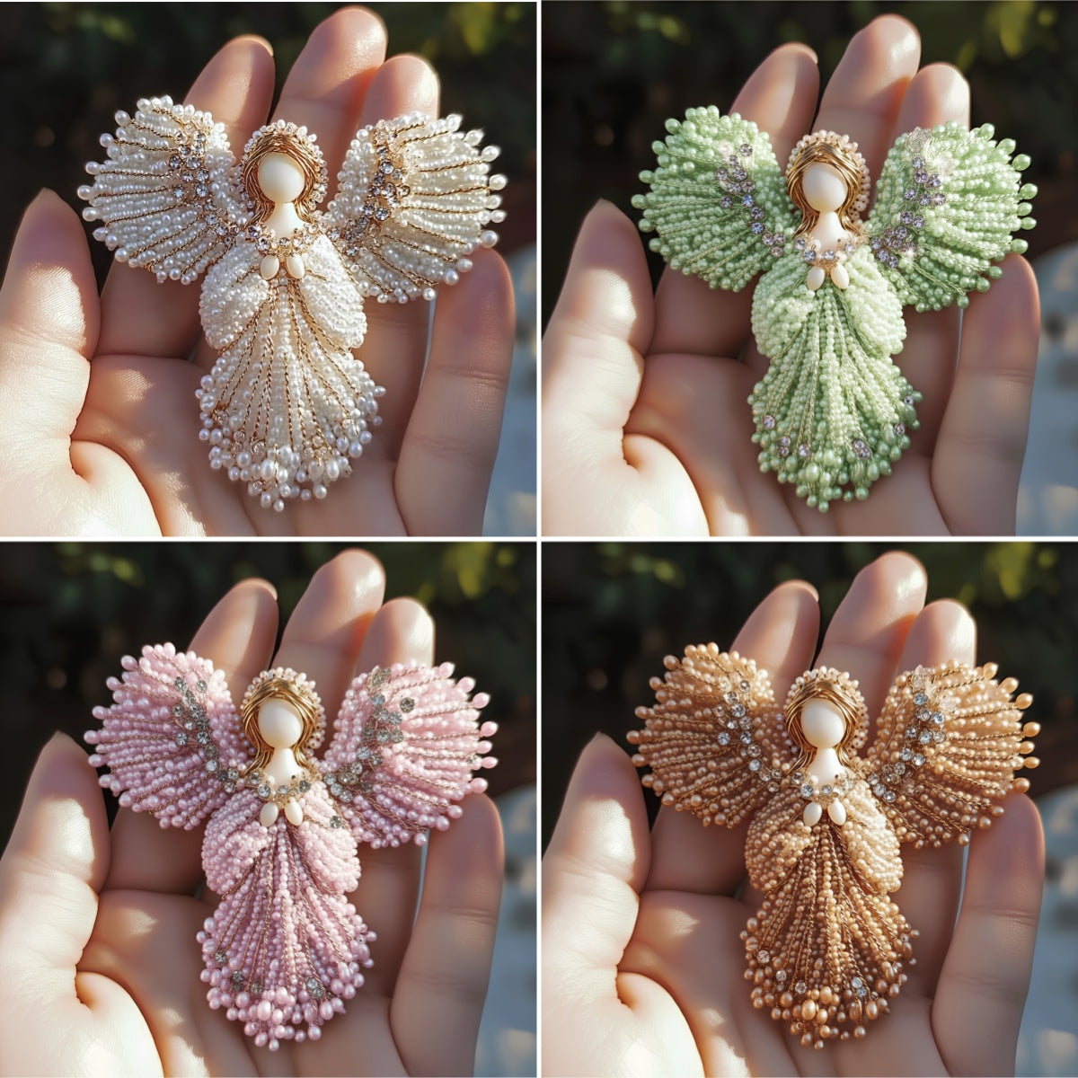 🔥LETZTER TAG 50 % RABATT💖Handgefertigte Perlenbrosche mit Engelmotiv