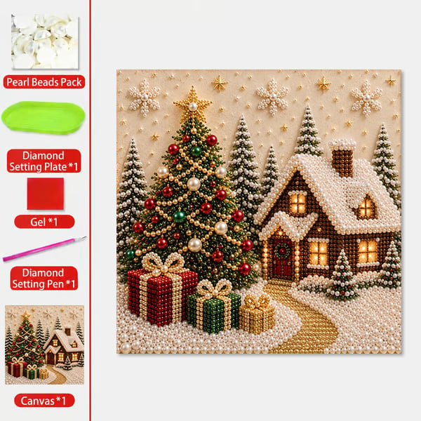 🎄🎅 Premium-3D-Perlen-Weihnachtswandbild-Bastelset | Luxuriöse, beflockte Leinwand mit kratzfesten, lichtbeständigen Perlen – DIY-Weihnachtsdekoration ⛄️❄️