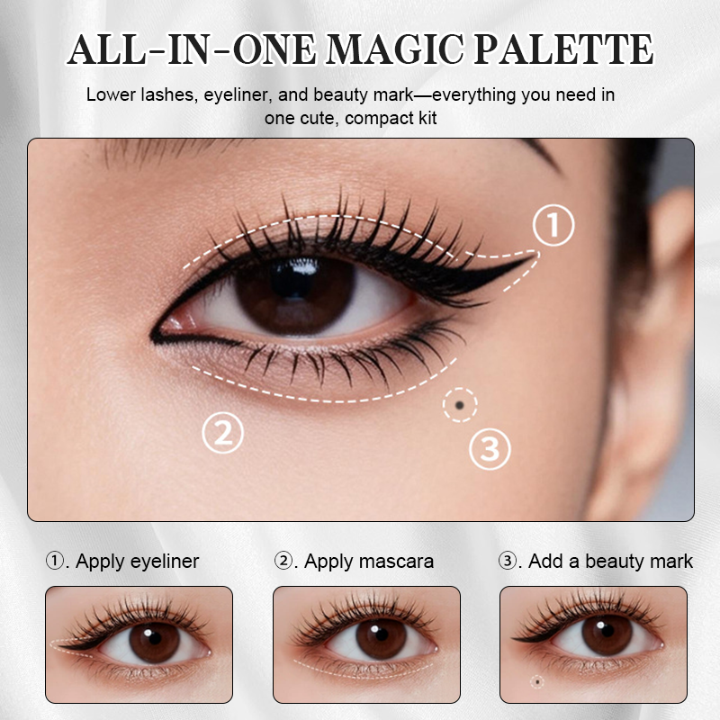 3-in-1-Set für das Augen-Make-up zum Mitnehmen: Stempel für die unteren Wimpern + Punktstift + Eyeliner