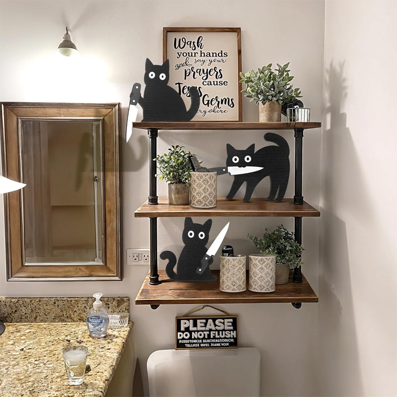 🐈‍⬛ Verspielte schwarze Katzen-Wanddeko, 3er-Set 🎃