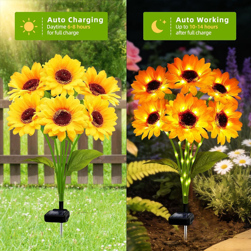 🌻 Solarbetriebene Sonnenblumen-Gartenstecklichter