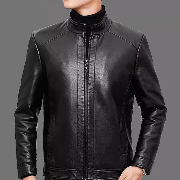 Warme Herren Lederjacke mit Plüschfutter - Geschenk für ihn!