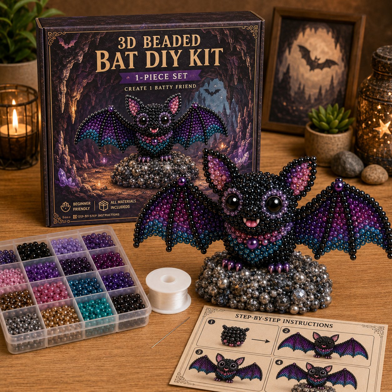 🧵✨ Bastelset für kleine 3D-Perlentiere