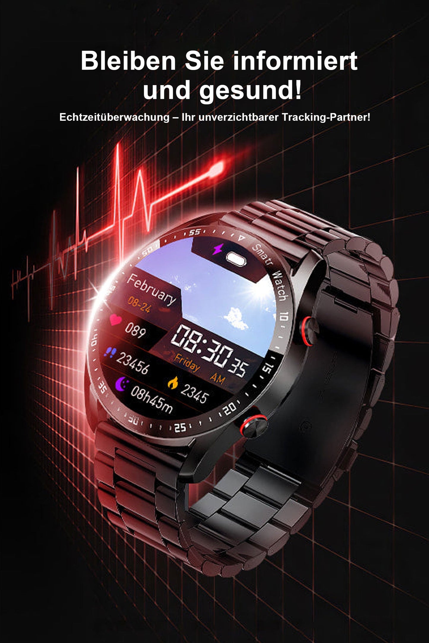 1,28-Zoll-Bildschirm Sport Smartwatch