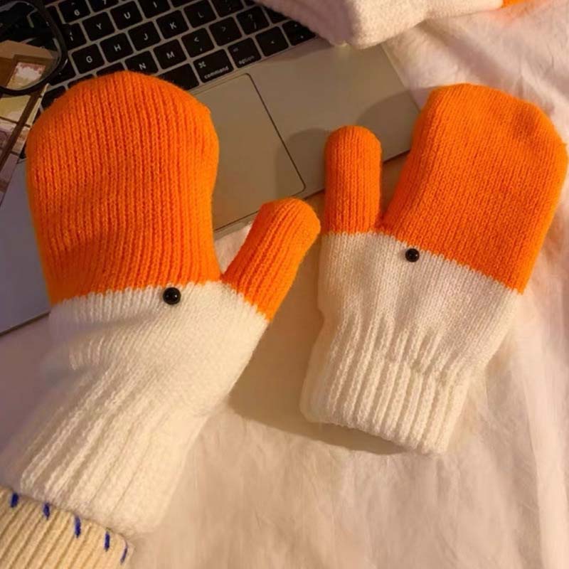 🧡🐥 Warme Winterhandschuhe mit süßem Gänse-Design ❄️✨