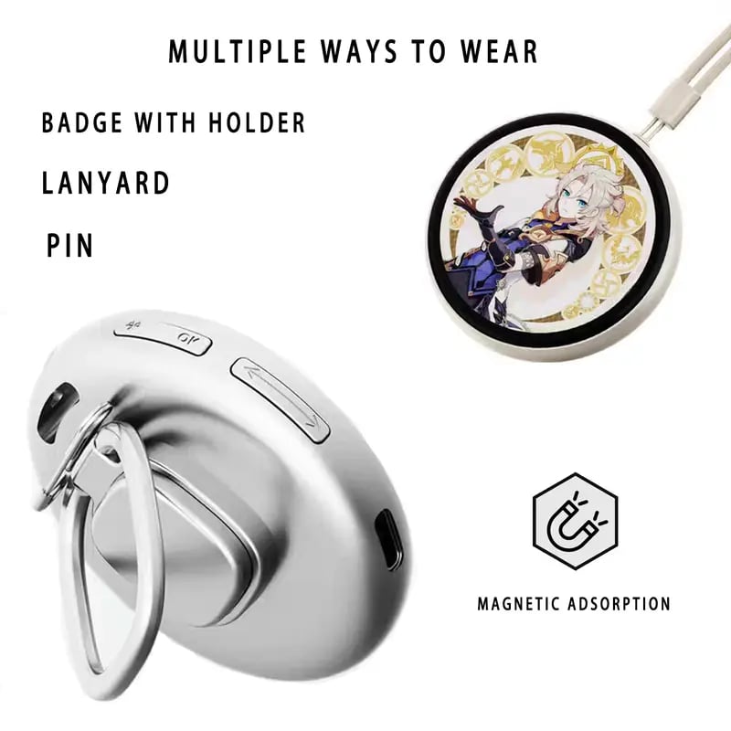 📱 Pixel Touch Digital Badge Screen – 📸 500 mAh Leichtgewichtiger Foto-/Video-/GIF-Pin